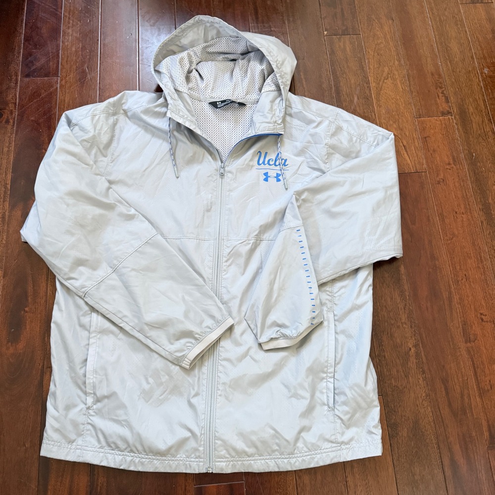 Under Armour UCLA Bruins Team Hooded‎ Windbreaker Jacket Gray Blue Men's XXL